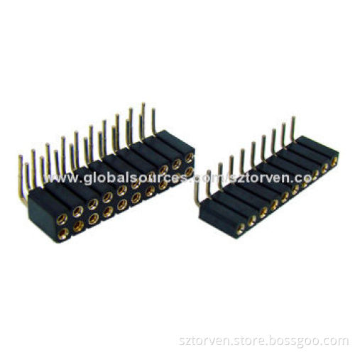 Socket Connector, 2.54mm, Right Angle Dip Type, Single and Dual Row, 3.0mm Profile Height